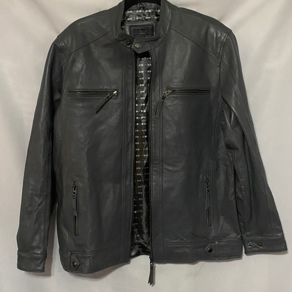 EAST INDIA LEATHER CO WO SIZE XL GRAY Leather Jacket with Zipper Details EUC - Picture 4 of 11